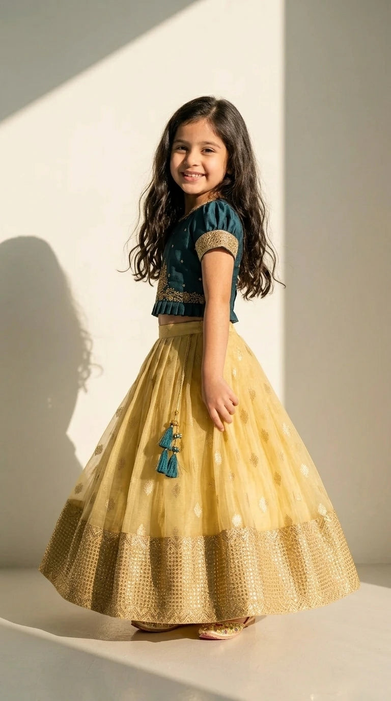 Teal & Gold Festive Lehenga Set