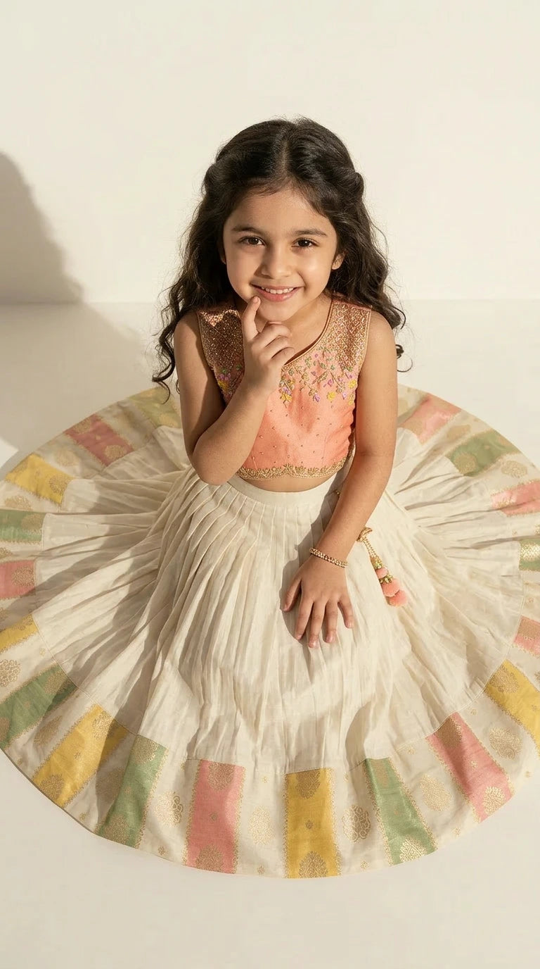 Peach & Ivory Pastel Lehenga Set
