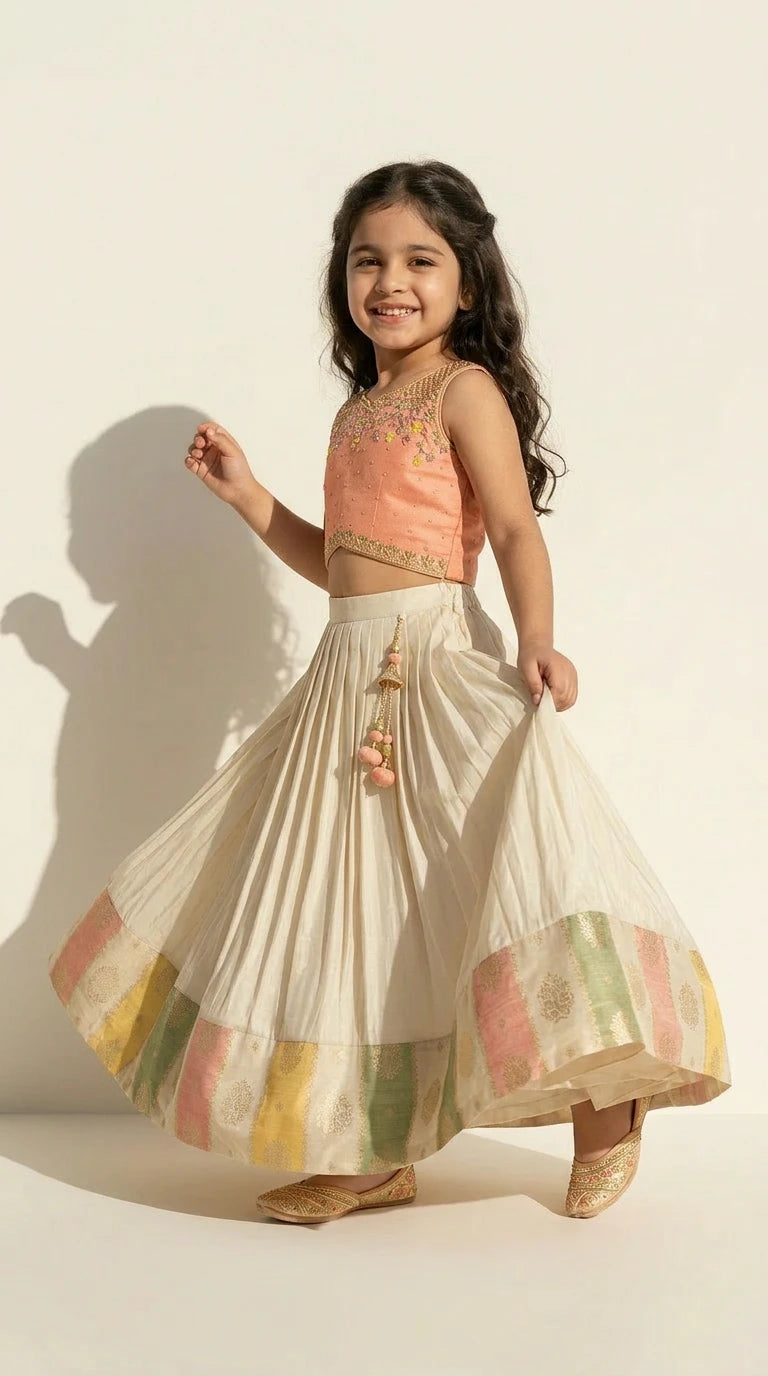 Peach & Ivory Pastel Lehenga Set