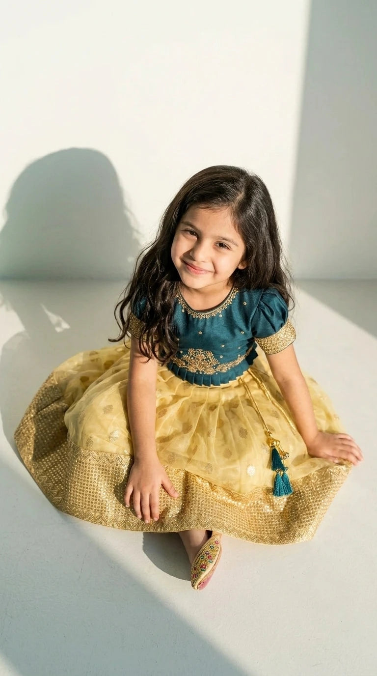Teal & Gold Festive Lehenga Set