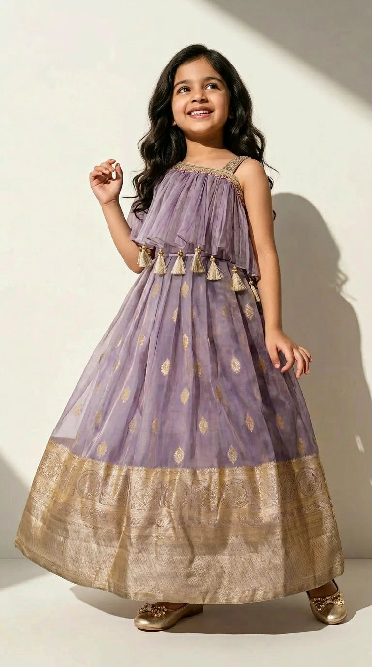 Lavender Ethnic Gown with Tassels