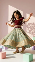Maroon & Mint Classic Lehenga Set