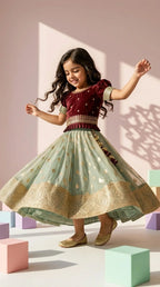 Maroon & Mint Classic Lehenga Set