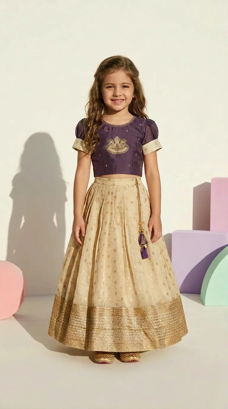 Royal Purple & Gold Lehenga Set