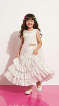 Pearl White Ruffle Lehenga Set