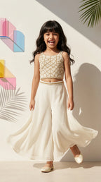 Ivory Chic Crop Top & Palazzo Set