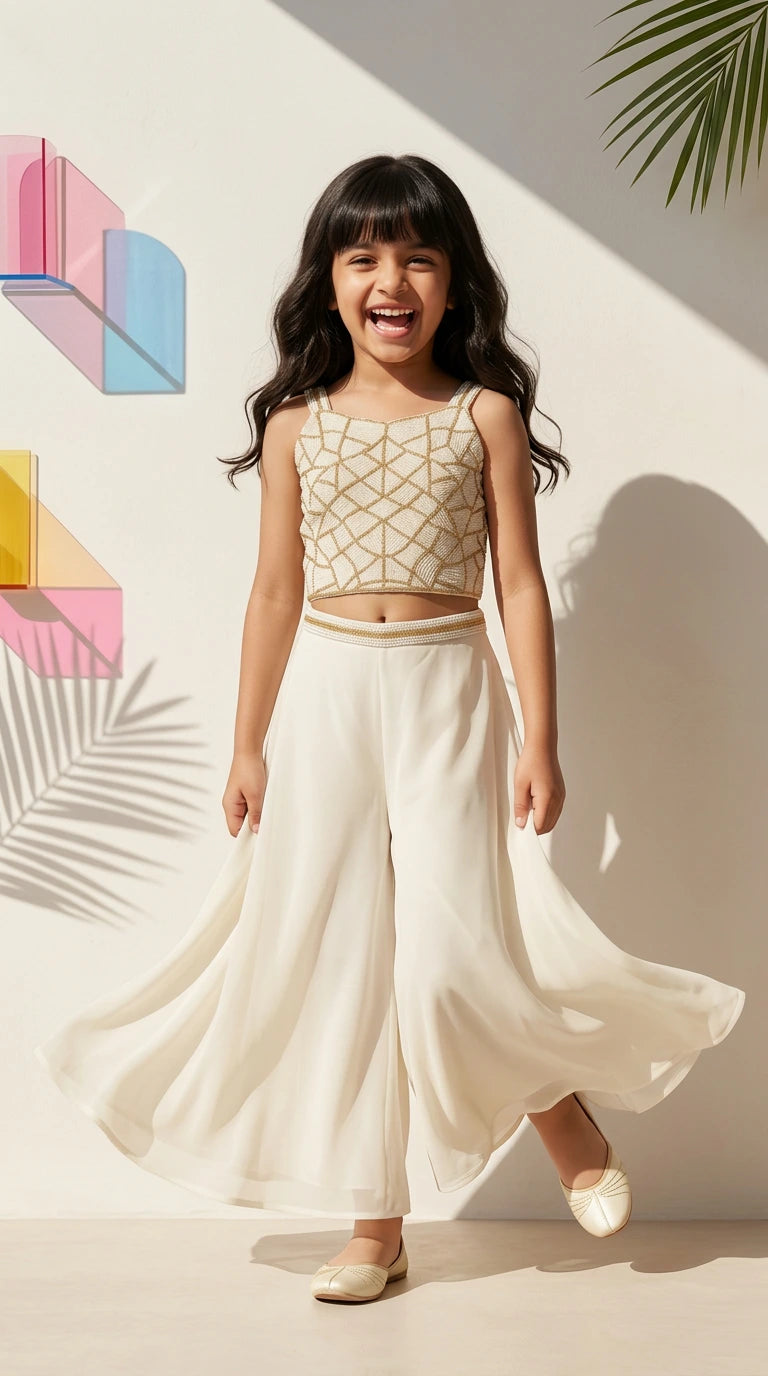 Ivory Chic Crop Top & Palazzo Set