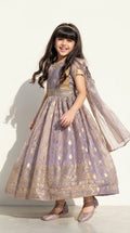 Mauve Gold Ethnic Gown with Dupatta