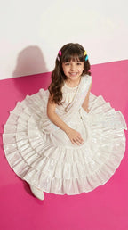 Pearl White Ruffle Lehenga Set