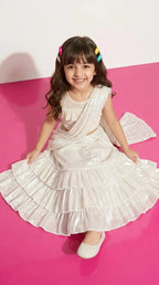 Pearl White Ruffle Lehenga Set