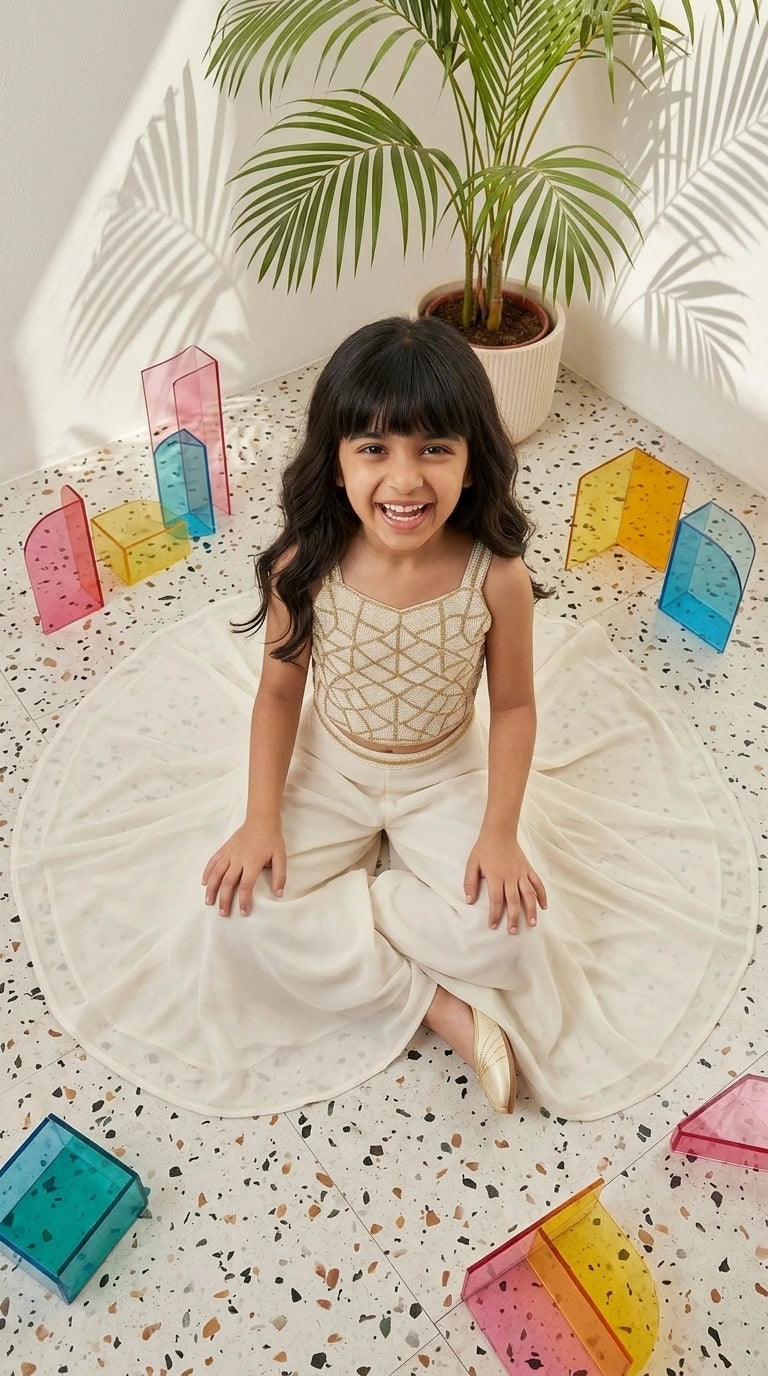 Ivory Chic Crop Top & Palazzo Set