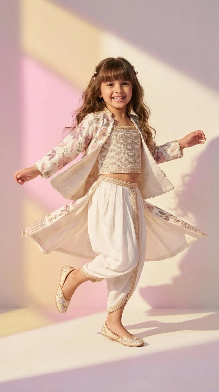 Floral Jacket Dhoti Set