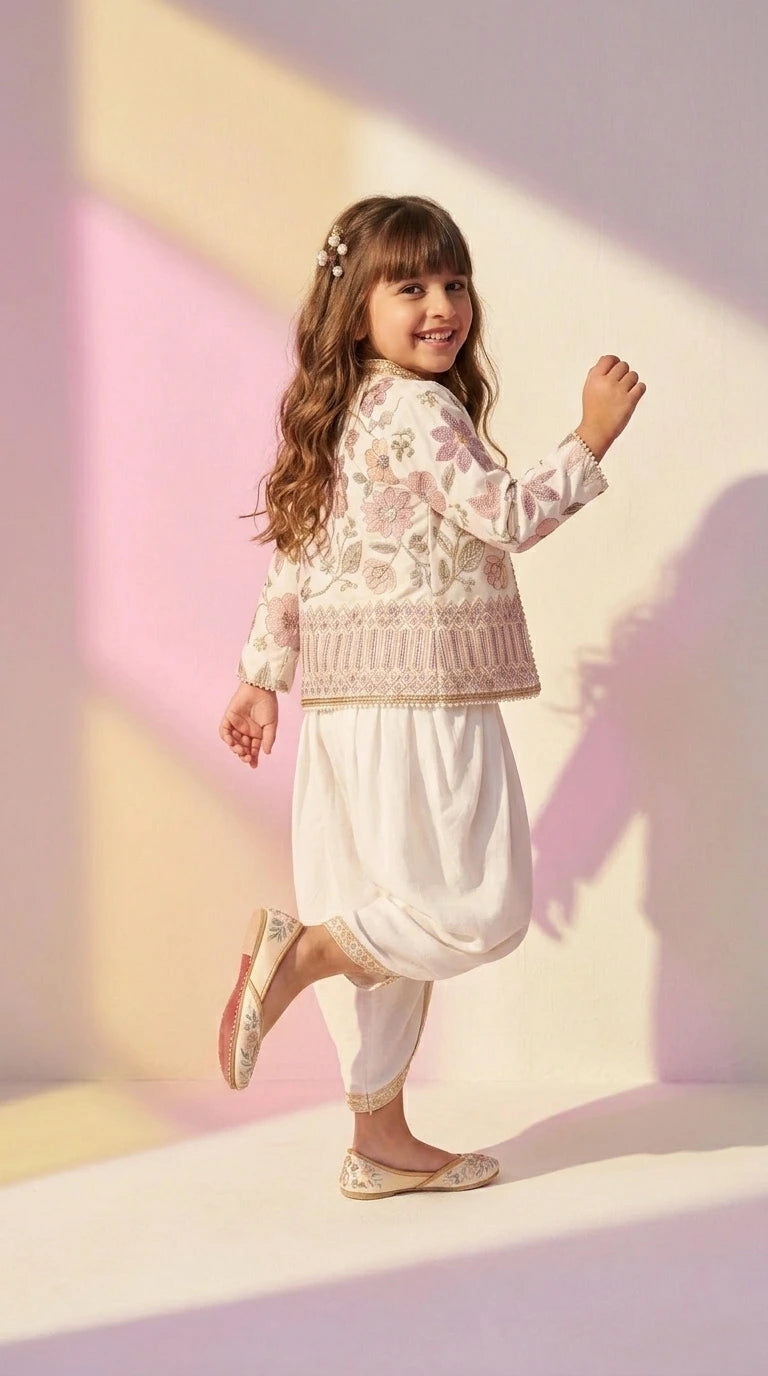 Floral Jacket Dhoti Set