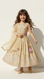Ivory Floral Embroidered Lehenga Set