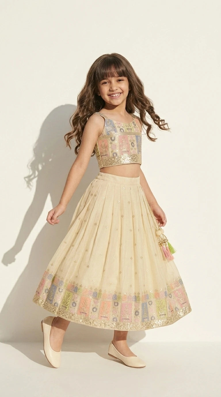 Pastel Patch Border Lehenga Set