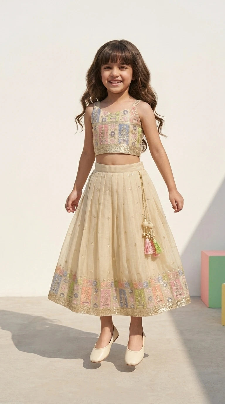 Pastel Patch Border Lehenga Set