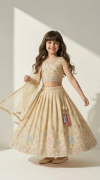Ivory Floral Embroidered Lehenga Set