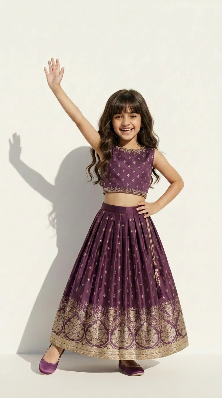 Royal Purple & Gold Lehenga Set