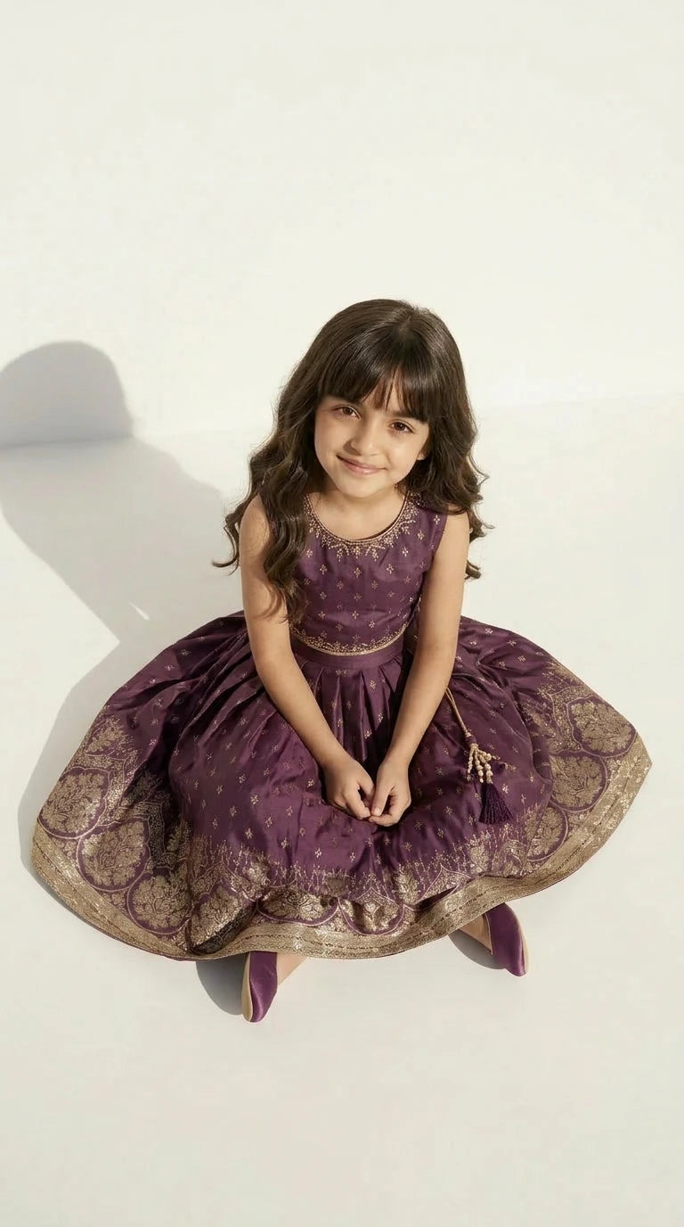 Royal Purple & Gold Lehenga Set