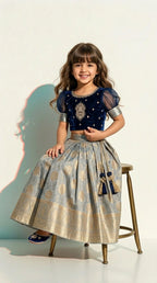 Navy Blue & Gold Festive Lehenga Set