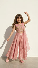 Blush Pink Embroidered Palazzo Set