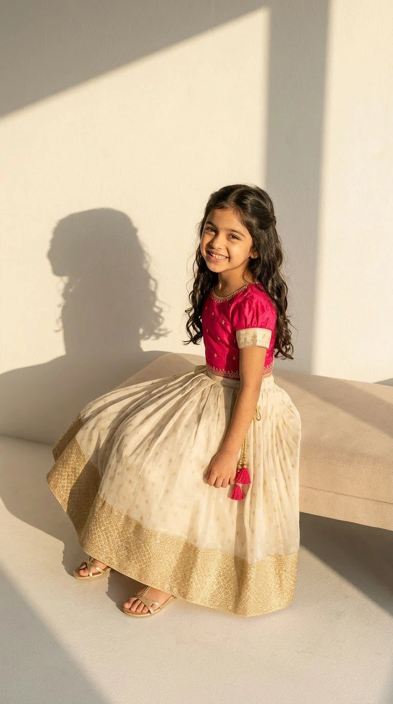 Hot Pink & Gold Lehenga Set