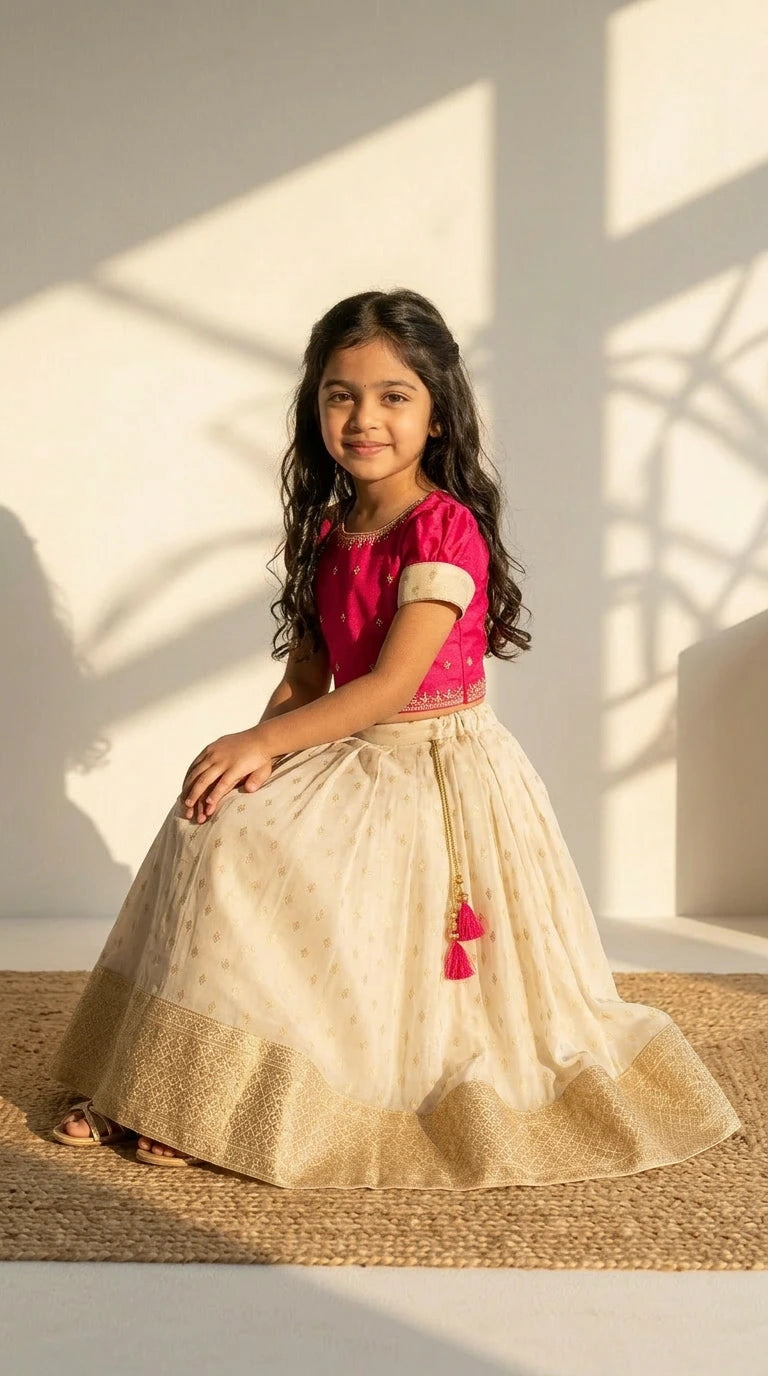 Hot Pink & Gold Lehenga Set