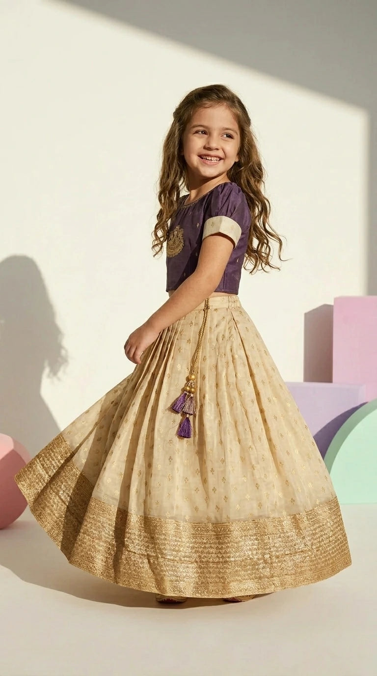 Royal Purple & Gold Lehenga Set
