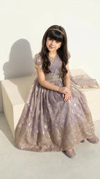 Mauve Gold Ethnic Gown with Dupatta