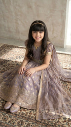 Mauve Gold Ethnic Gown with Dupatta