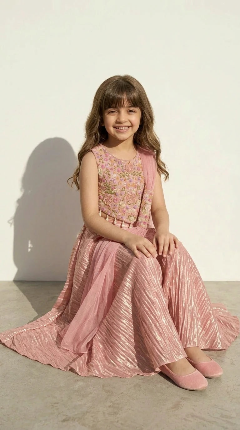 Blush Pink Embroidered Palazzo Set