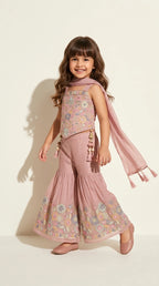 Dusty Rose Floral Sharara Set