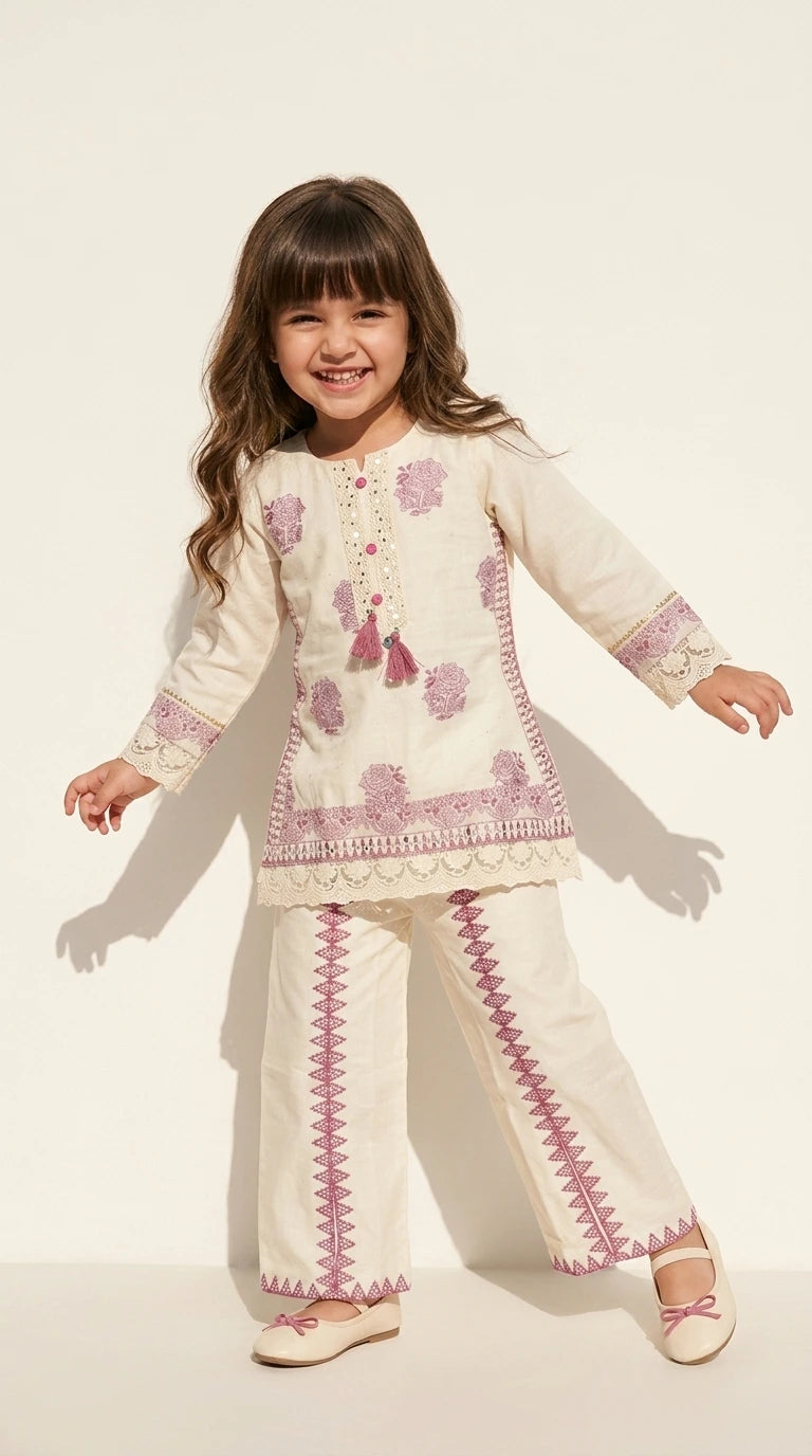 Ivory Blossom Embroidered Co-ord Set