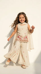 Ivory Floral Sharara Set