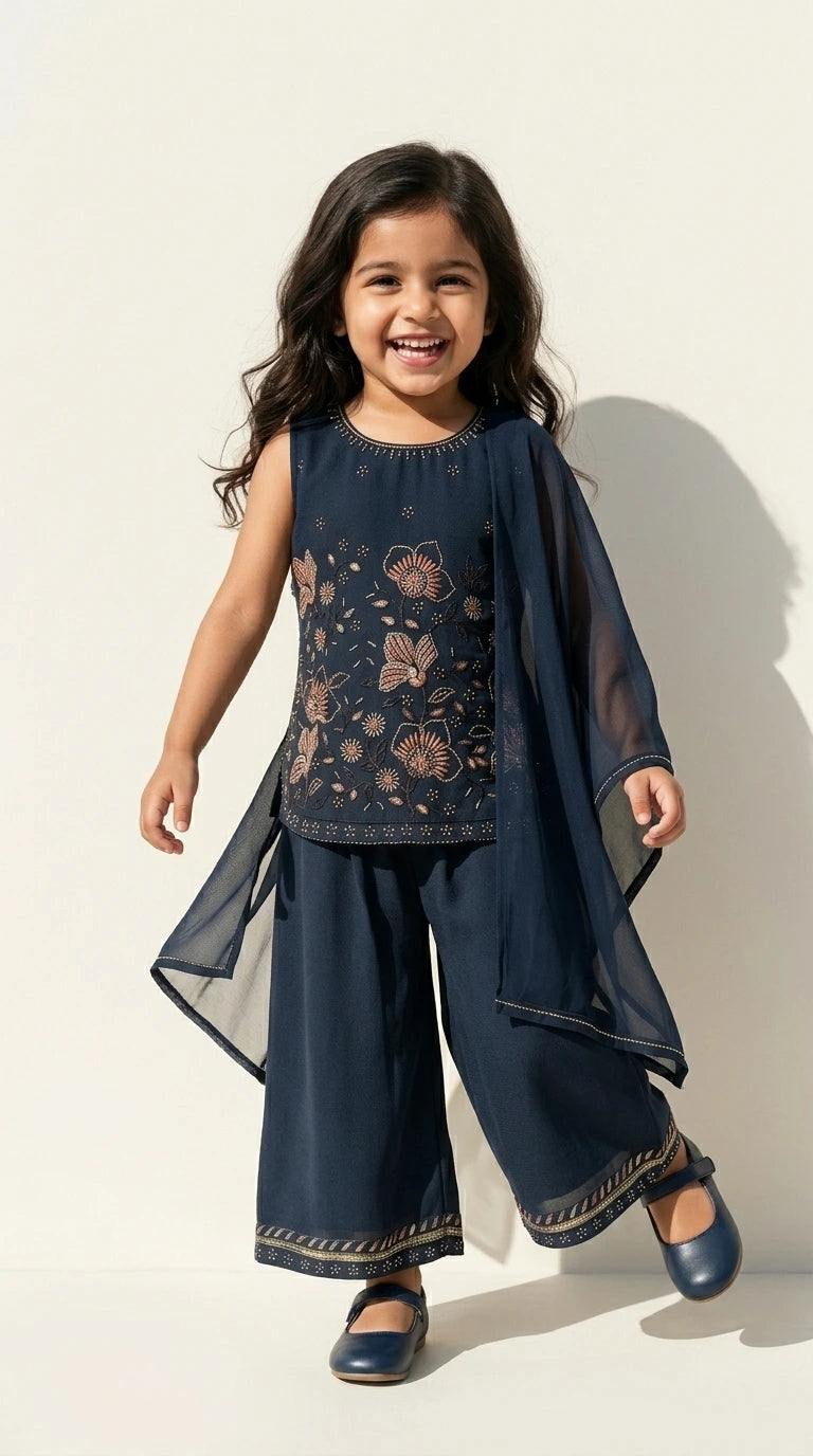 Midnight Blue Festive Sharara Set