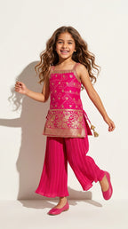 Rani Pink Pleated Palazzo Ethnic Set