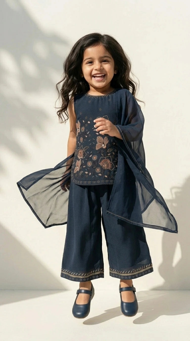 Midnight Blue Festive Sharara Set