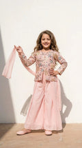 Blush Pink Embroidered Jacket Palazzo Set