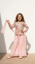 Blush Pink Embroidered Jacket Palazzo Set