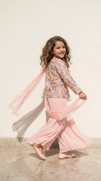 Blush Pink Embroidered Jacket Palazzo Set