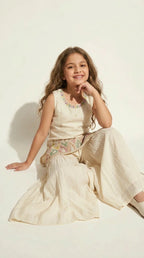 Ivory Multicolor Embroidered Kurta Palazzo Set