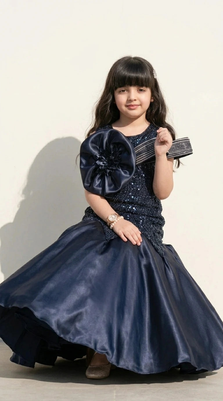 Midnight Rosette Mermaid Princess Gown