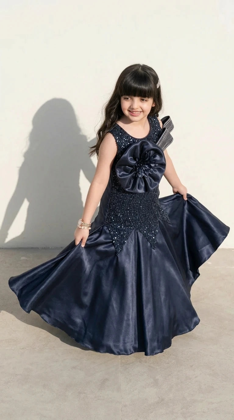Midnight Rosette Mermaid Princess Gown
