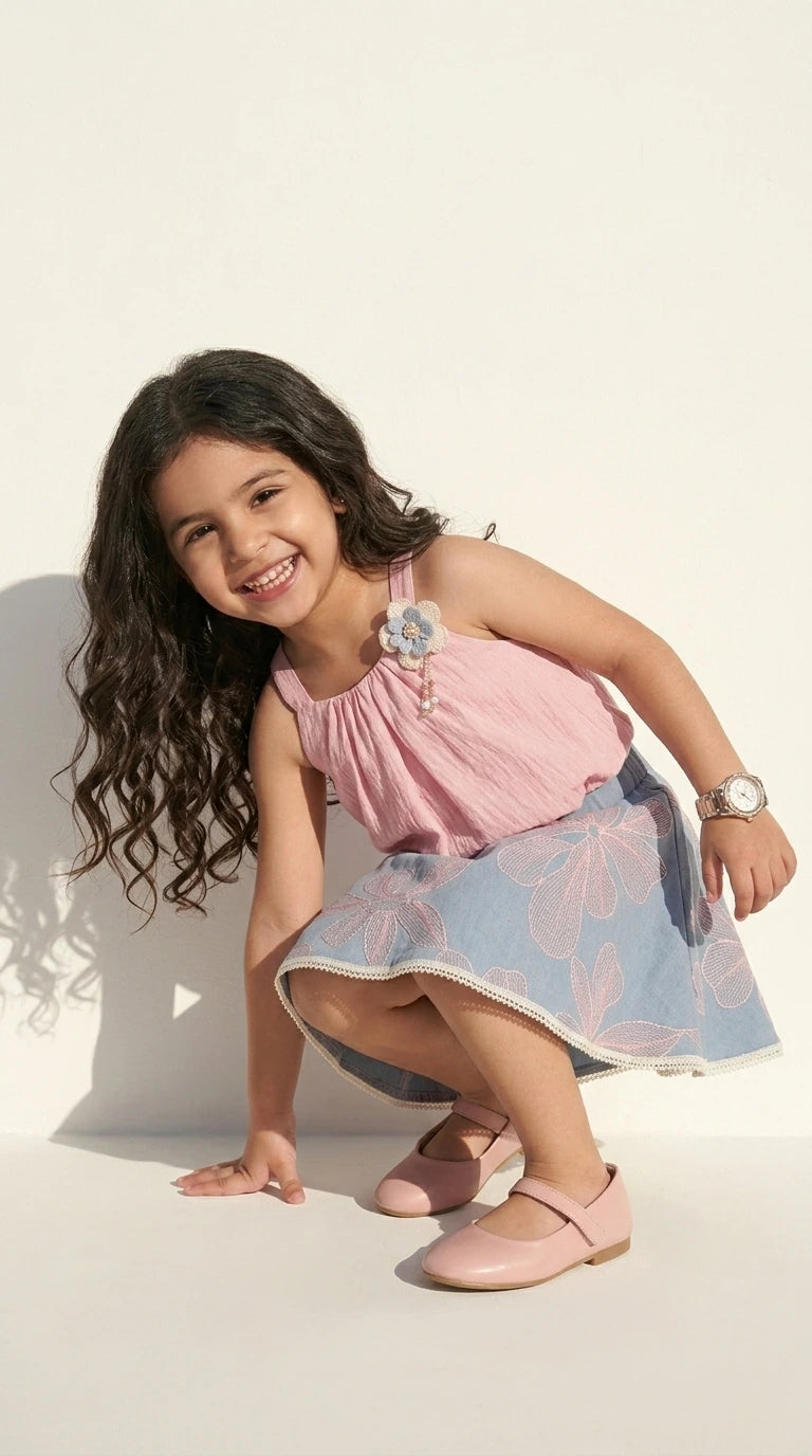 Blush Bloom Floral Skirt Set