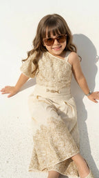 Ivory Grace One-Shoulder Palazzo Set