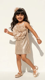 Champagne Blossom Sequin Party Dress