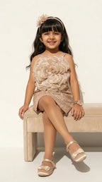 Champagne Blossom Sequin Party Dress