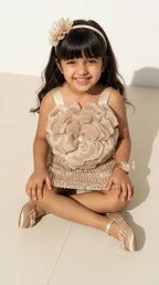 Champagne Blossom Sequin Party Dress