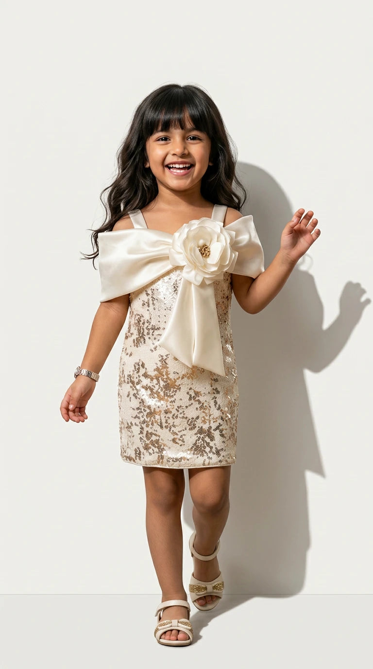 Golden Blossom Luxe Party Dress