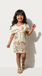 Golden Blossom Luxe Party Dress